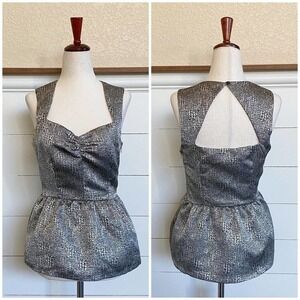 Gold & Black Dress peplum top with back cut out accents sz‎ S